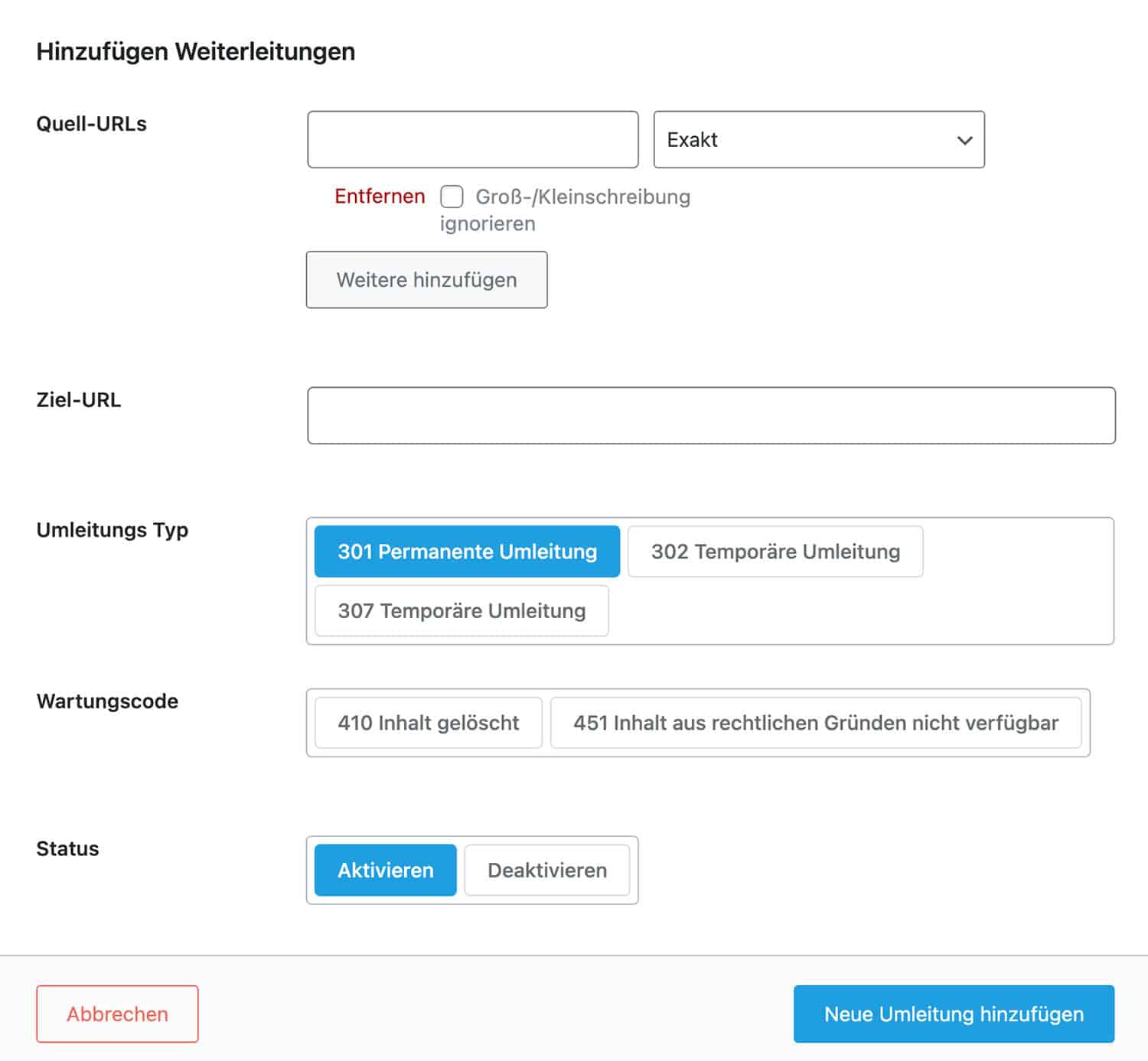 Rankmath Weiterleitungen